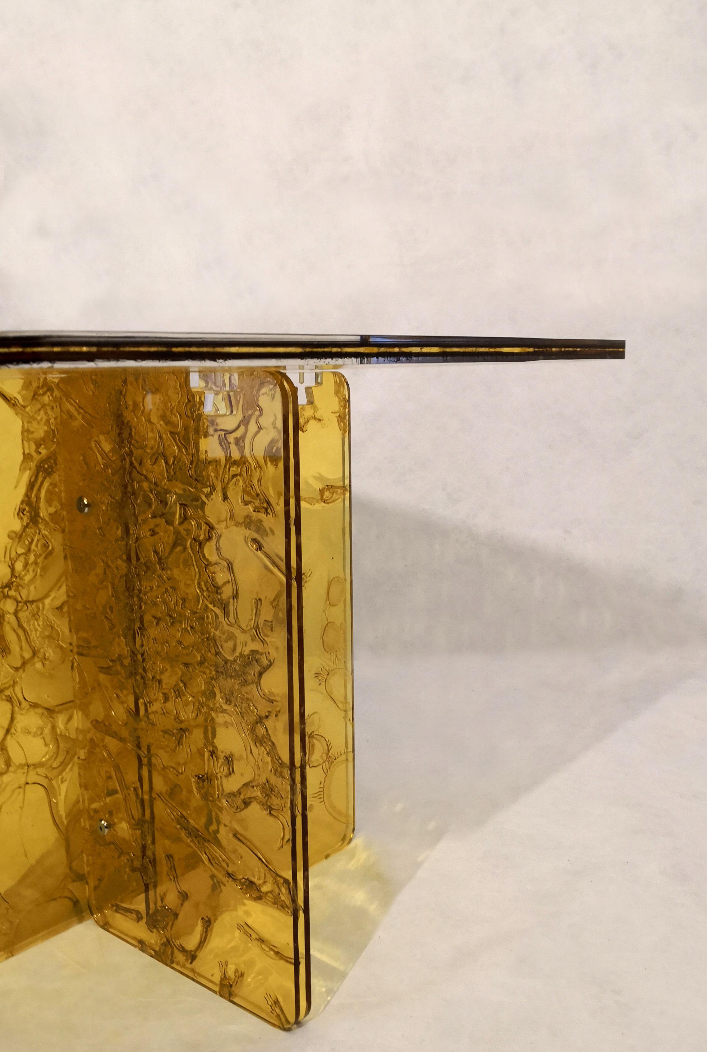 Sketch Quadro Sidetable Made of Yellow Acrylic Des. Roberto Giacomucci in 2022 For Sale 2