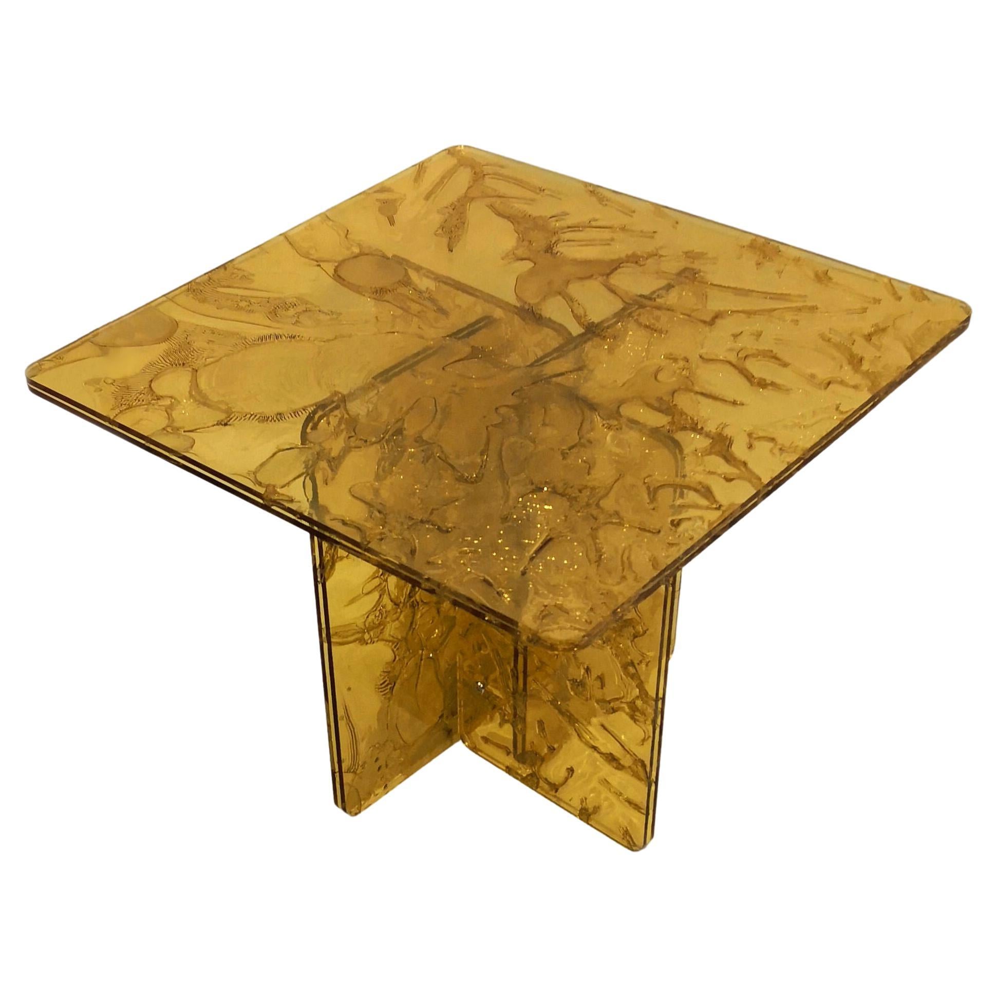 Sketch Quadro Sidetable Made of Yellow Acrylic Des. Roberto Giacomucci in 2022 For Sale