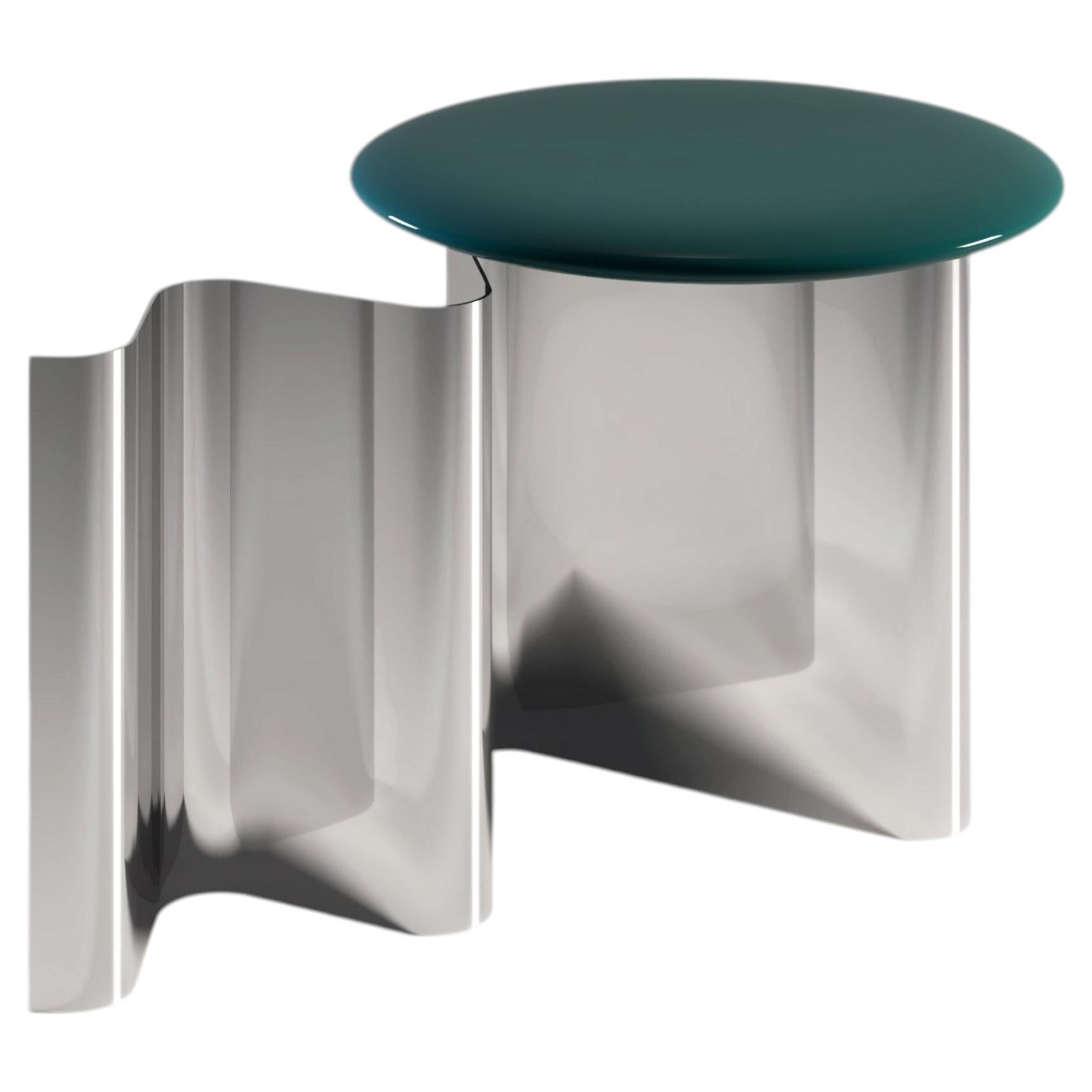 Sketch Steel Side Table with Metal Top, Contemporary Design, Made in Italy