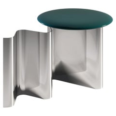 Mesa auxiliar de acero Sketch con tablero de metal, diseño contemporáneo, Made in Italy