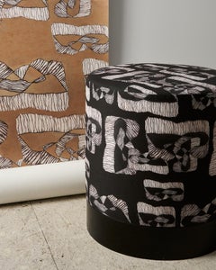 Modern Custom Round Ottoman with Plinth Base