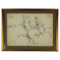 Sketchbook Page Academic Drawing Centaur being Abducted France 1910