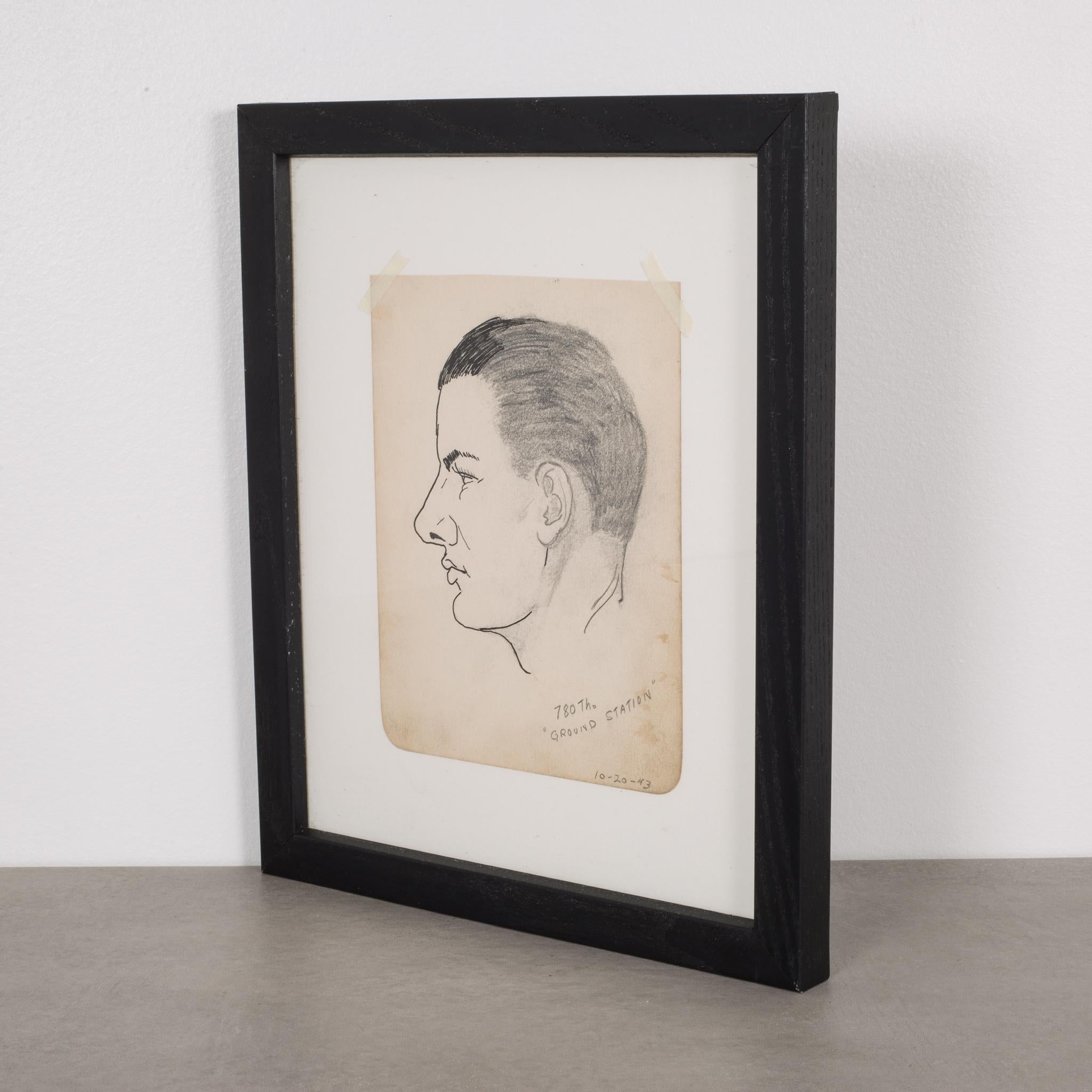 20th Century Sketched Profile of Man 