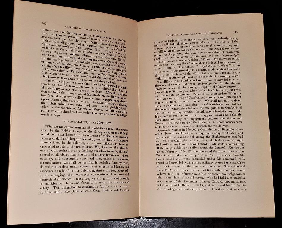 Paper Sketches of North Carolina by Rev WH Foote For Sale