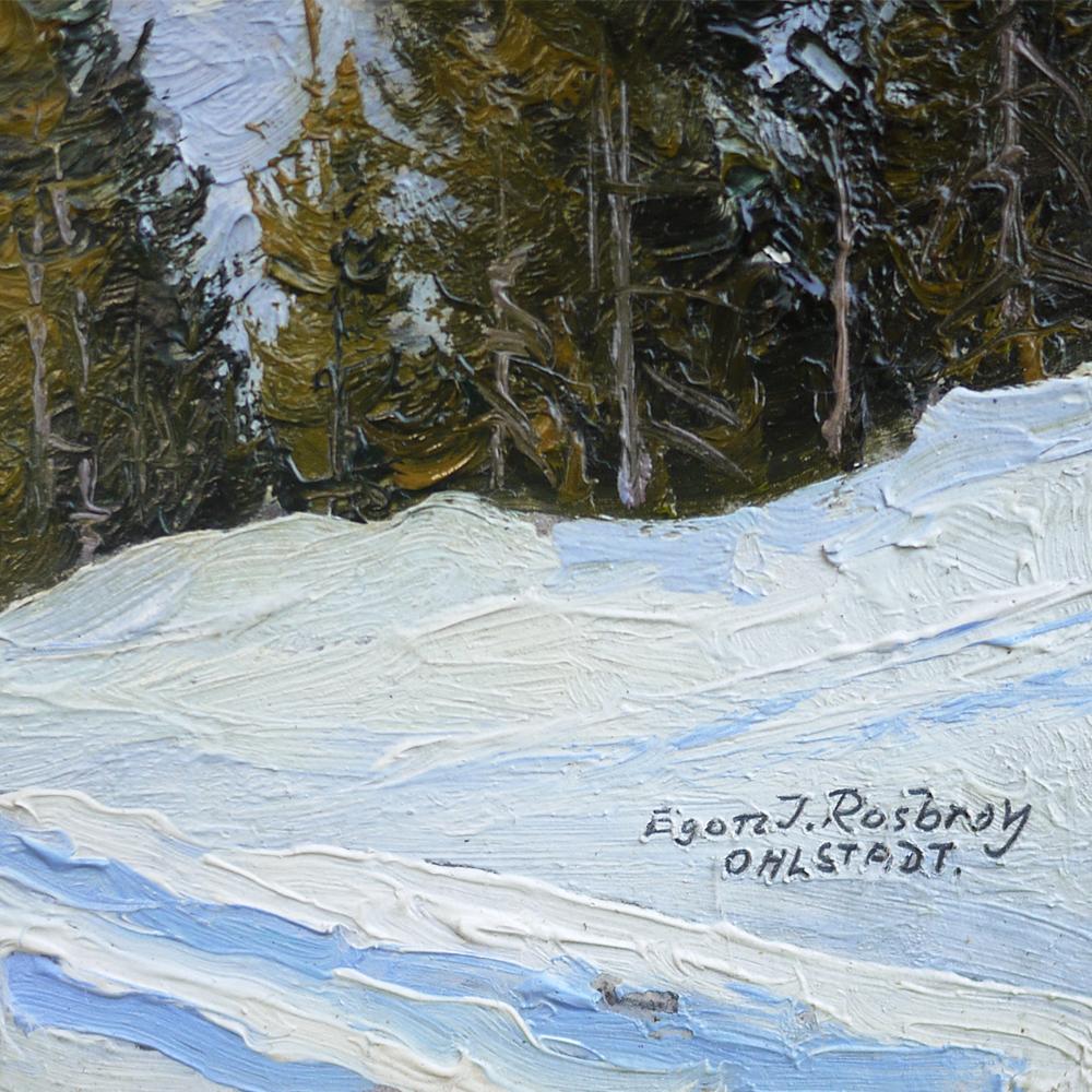 Other Ski Mountain Painting, Alps, Oil on Cardboard, Egon J. Rosbroy, 1930s