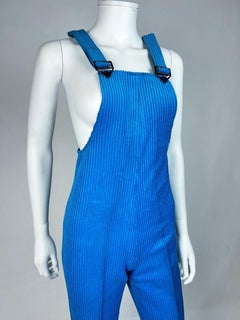 Ski overalls in blue stretch velvet by Jantzen Circa 1975