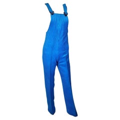 Ski overalls in blue stretch velvet by Jantzen Circa 1975 Ski overalls in blue stretch velvet by Jantzen Circa 1975