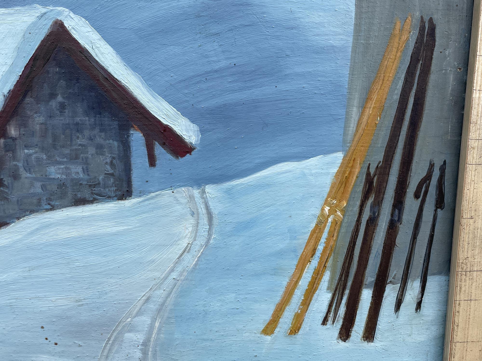 Ski Painting “Last Light” oil on canvas by Lothar Bader –  1942 2