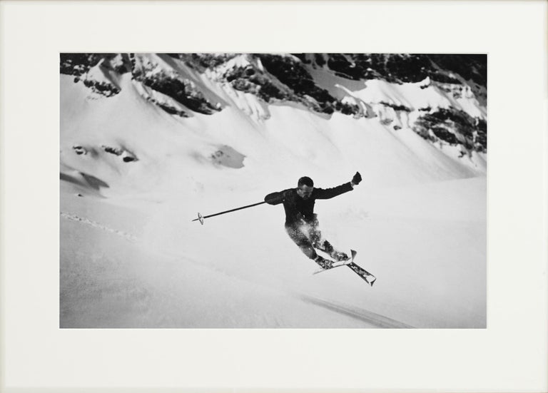 Paper Ski Photography, Quersprung, Alpine Ski Photograph, Image from the 1930s For Sale