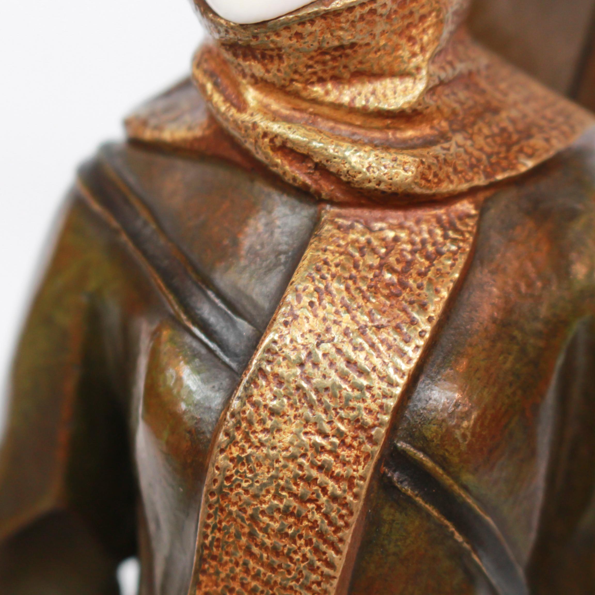 Louis Sosson Art Deco Skier Bronze Sculpture Signed L.Sosson to Base 1920's 4