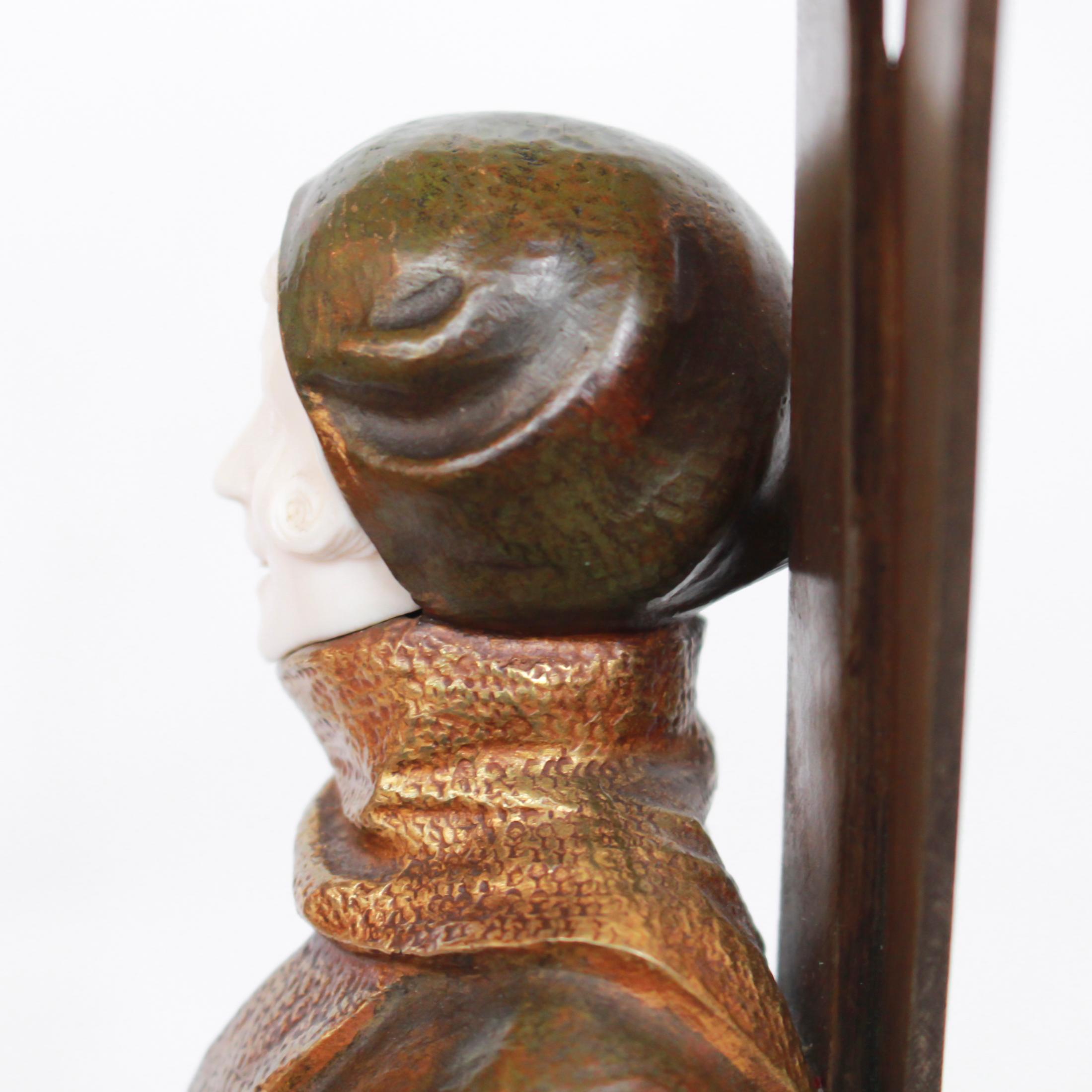 Louis Sosson Art Deco Skier Bronze Sculpture Signed L.Sosson to Base 1920's 5