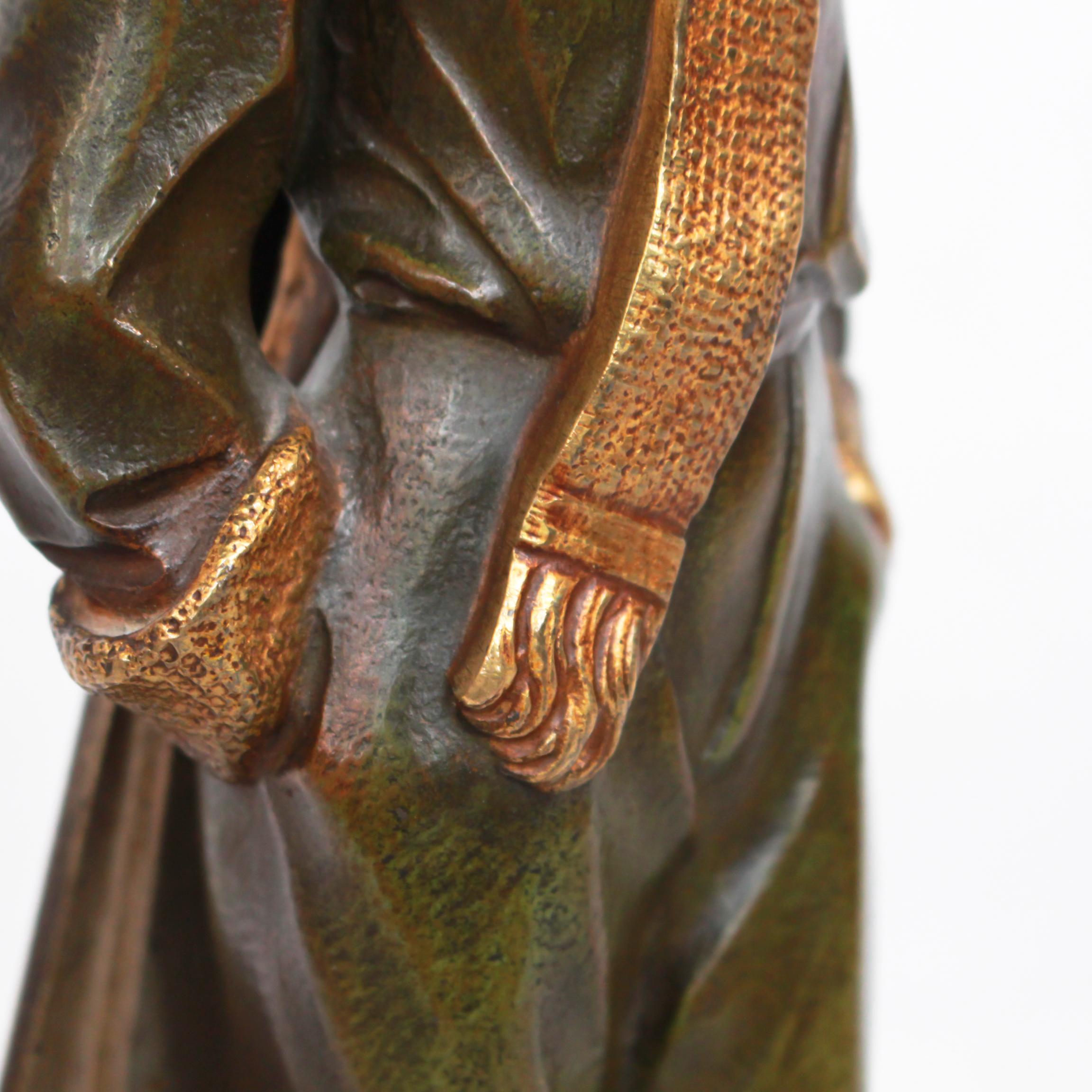 Louis Sosson Art Deco Skier Bronze Sculpture Signed L.Sosson to Base 1920's 2
