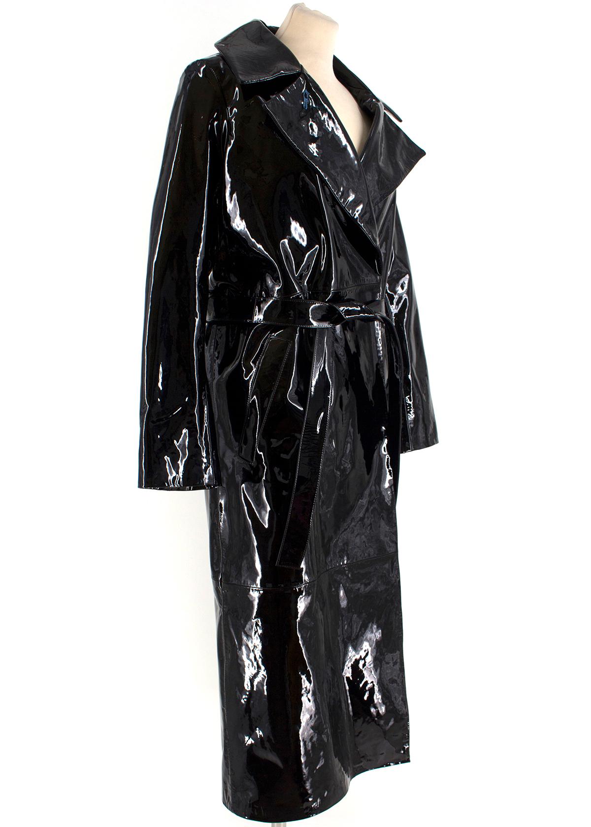 Skiim Karla Black Patent Leather Trench Coat - New Season Size 38 For ...