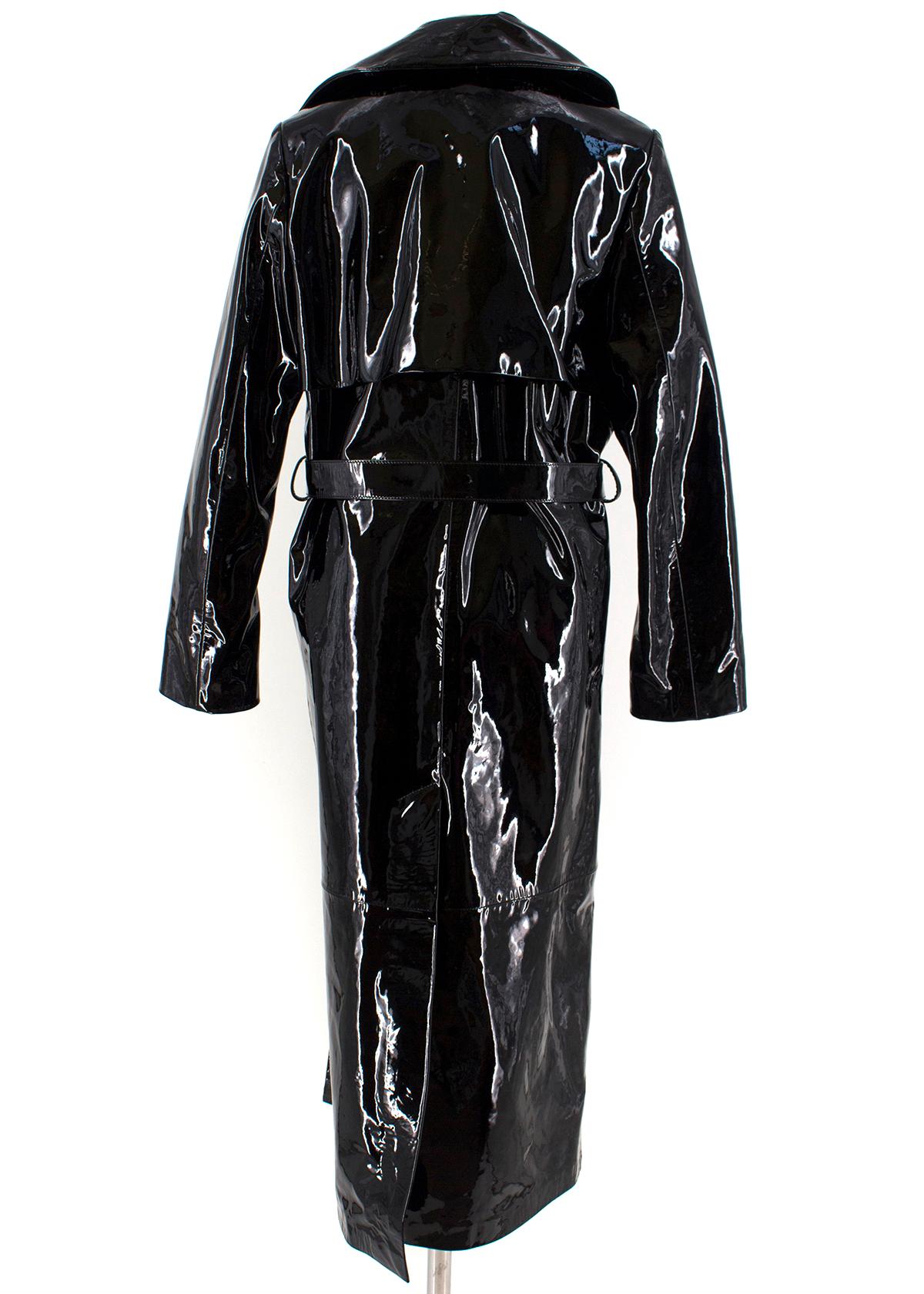 Skiim Karla Black Patent Leather Trench Coat - New Season Size 38 For ...