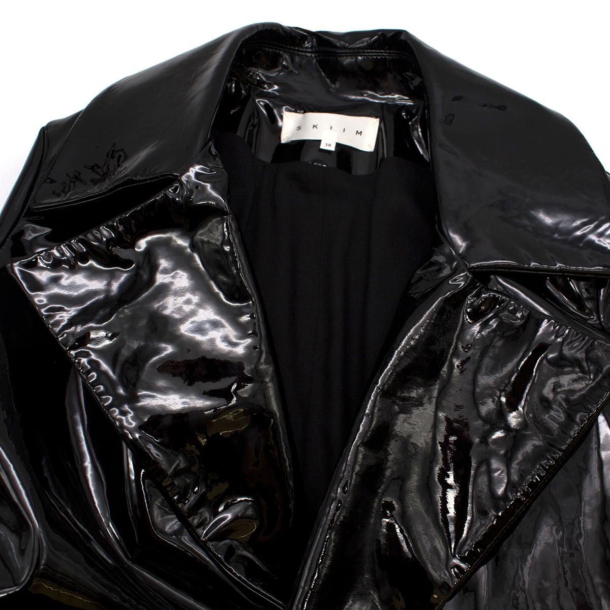 long patent leather trench coat