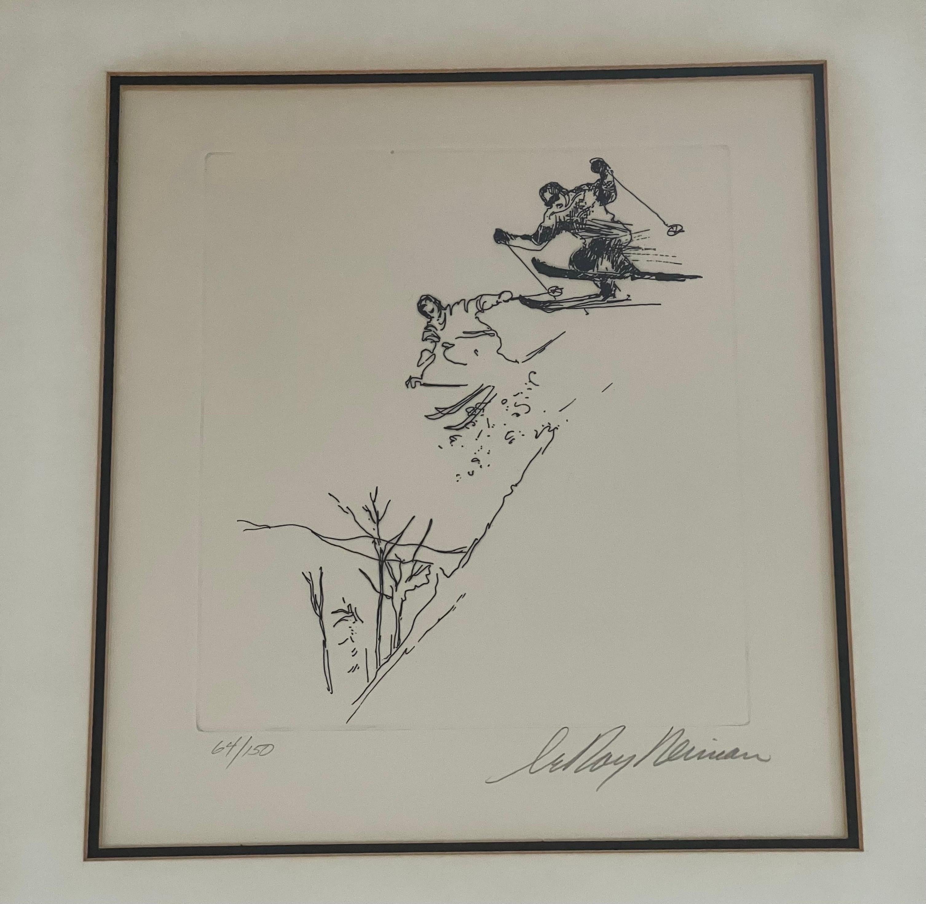 Paper Skiing Suite Etching 