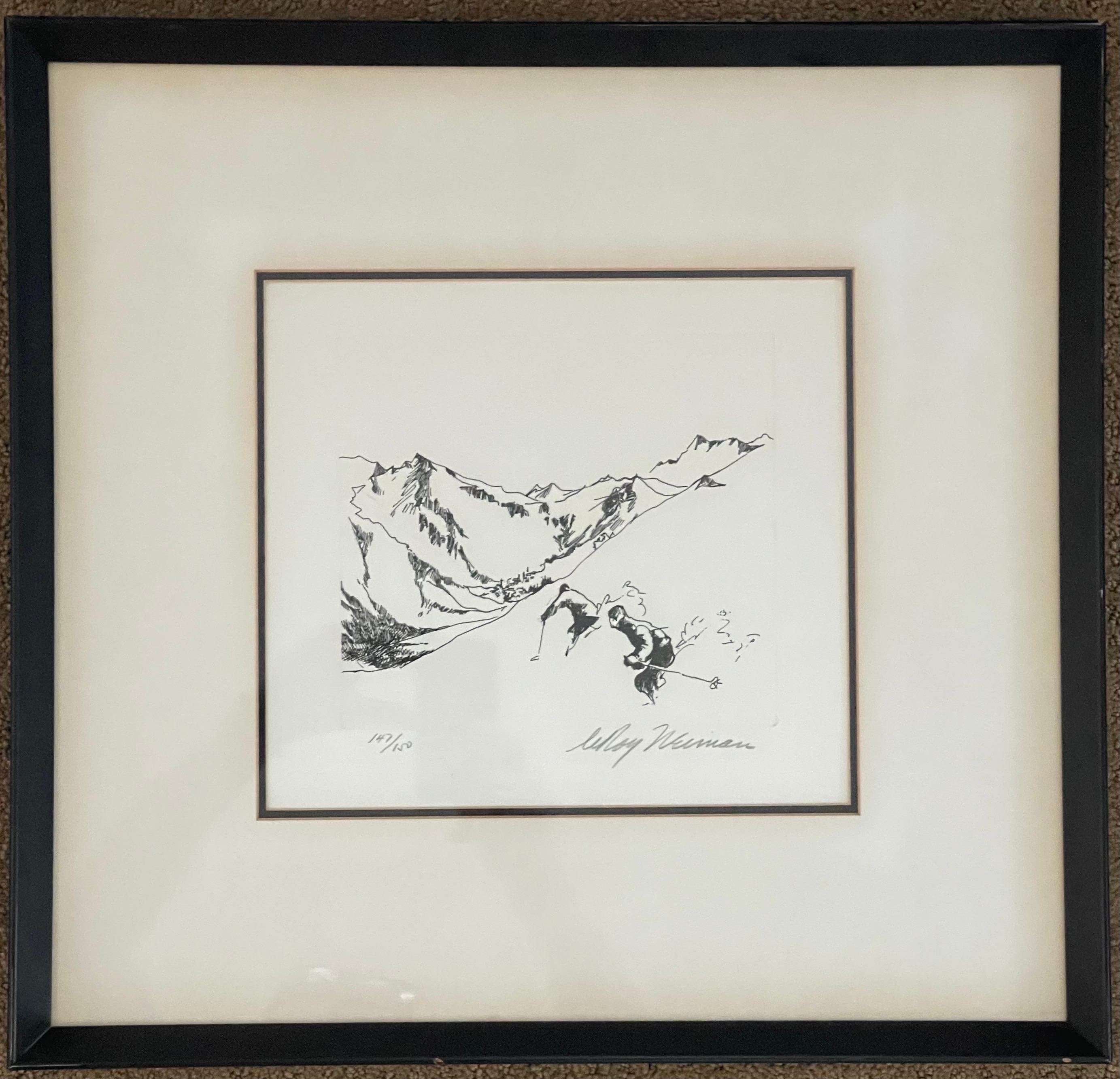 20th Century Skiing Suite Etching 