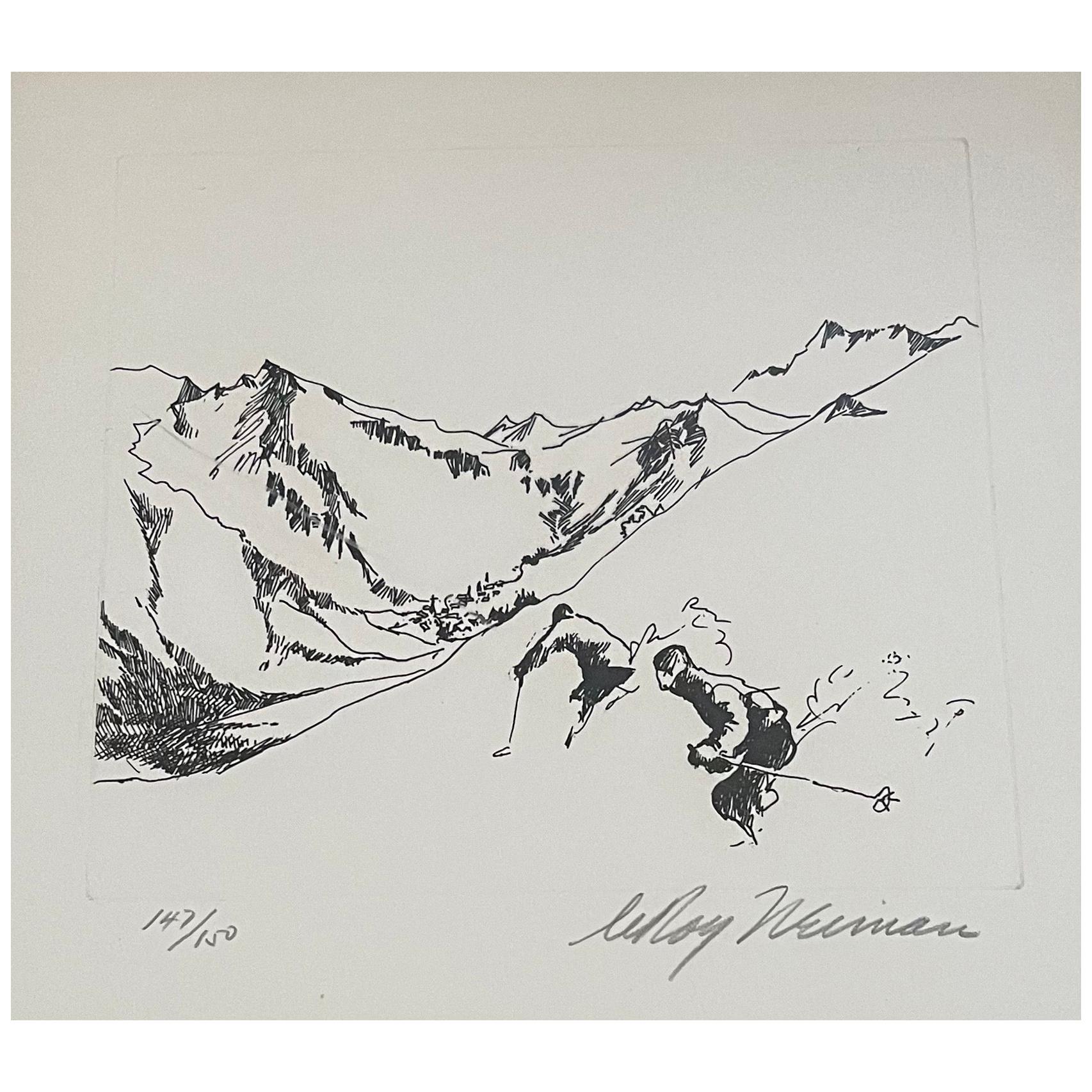 Skiing Suite Etching "Village in the Valley" by Leroy Neiman