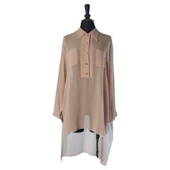 Skin color shirt in silk chiffon and branded buttons Chanel 