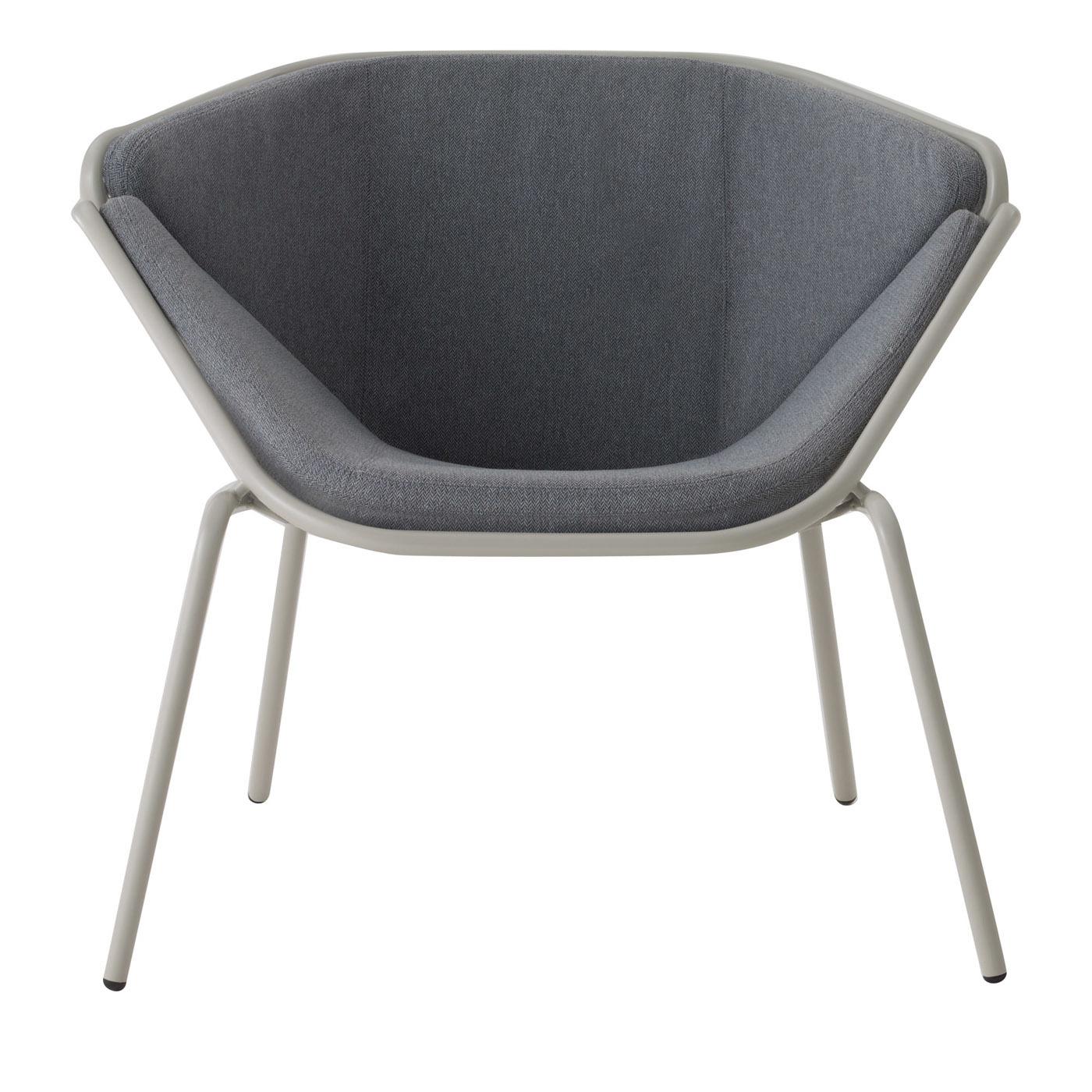 Italian Skin Lounge Gray Chair by Giacomo Cattani For Sale