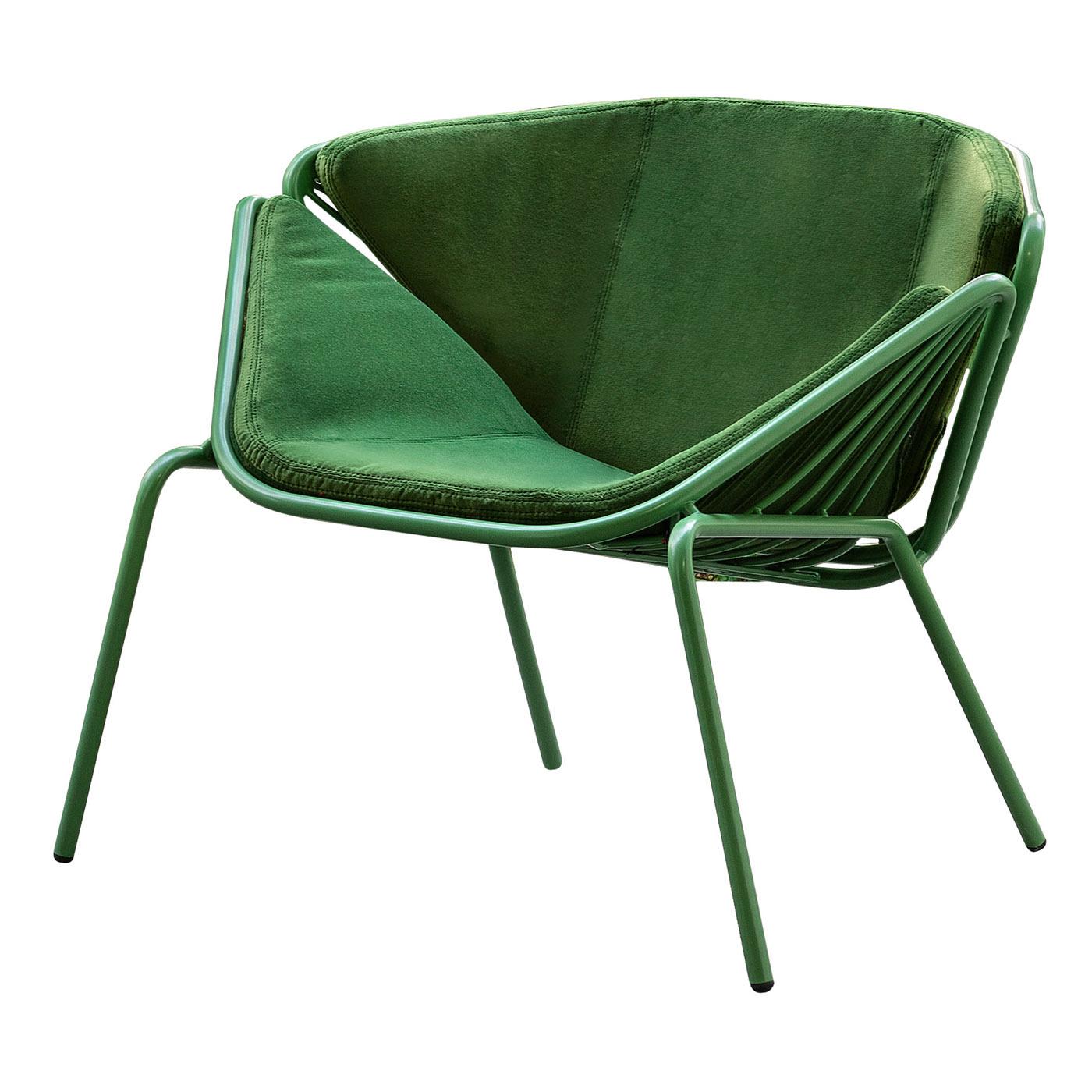 Italian Skin Lounge Green Chair by Giacomo Cattani For Sale