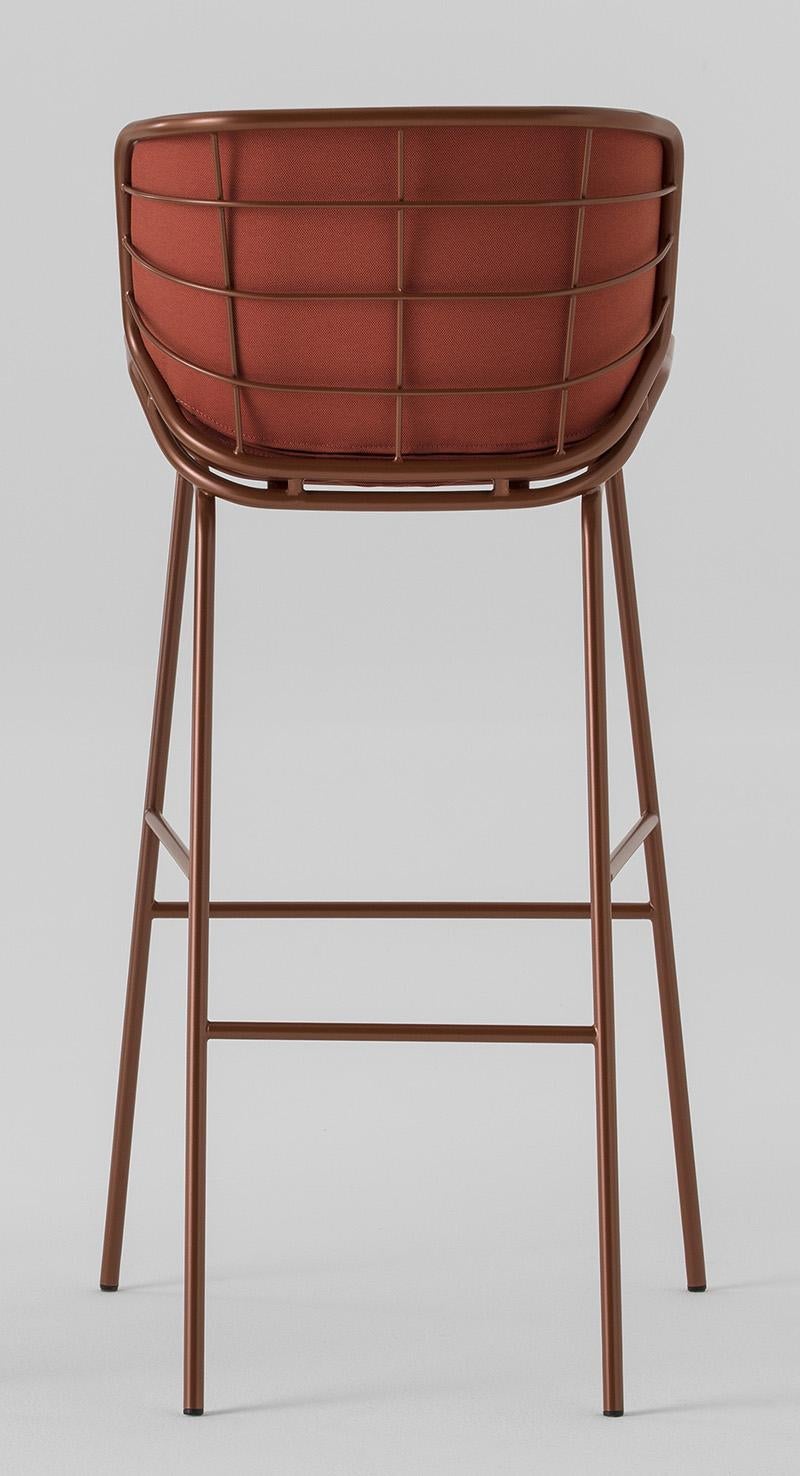 italien Tabouret en peau grise, métal, tissu, intérieur, extérieur en vente