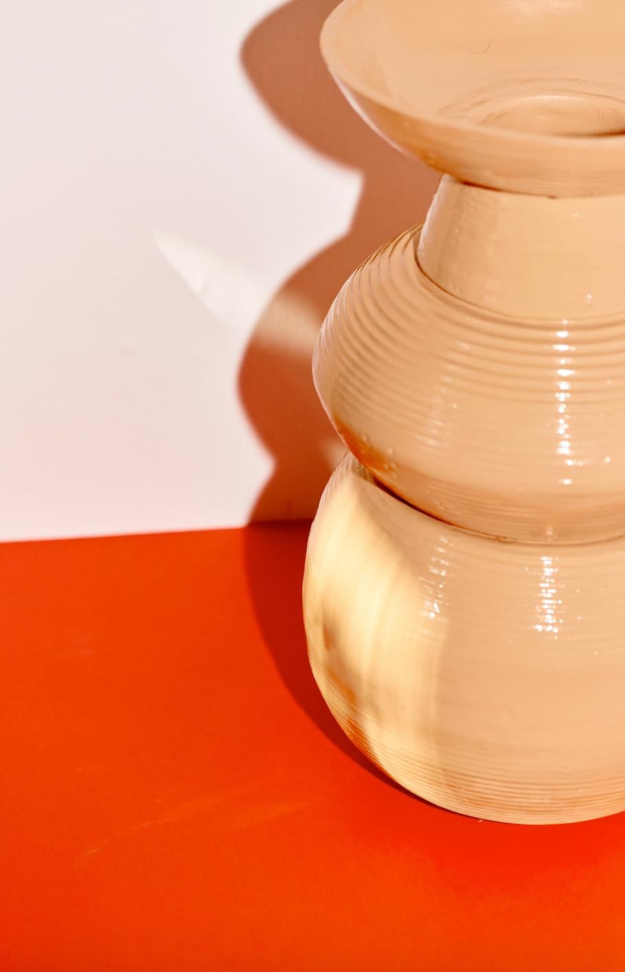 Contemporary Skin Vase in Glazed Ceramic For Sale