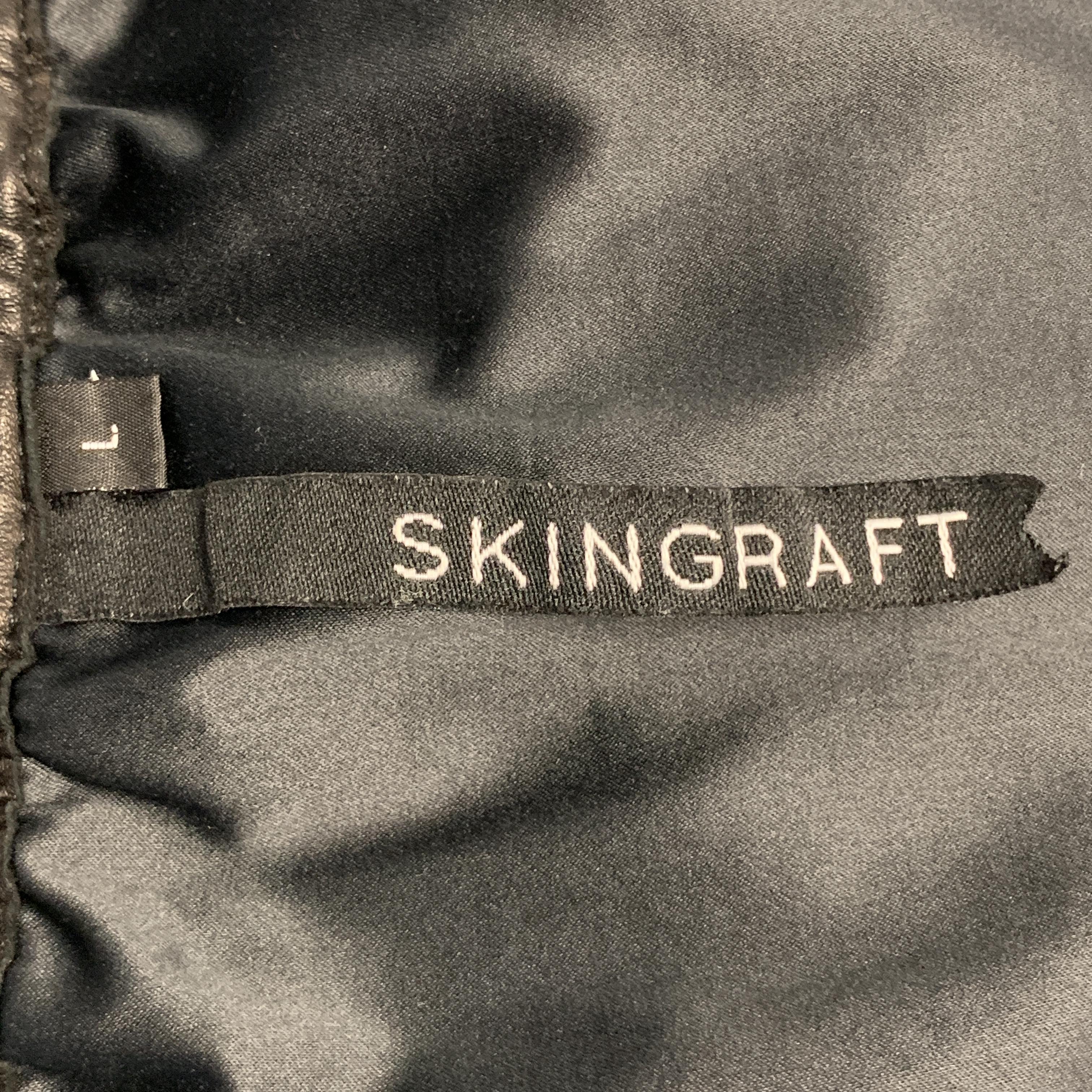 Men's SKINGRAFT Size L Black Leather Drop-Crotch Shorts