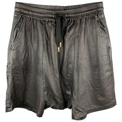 SKINGRAFT Size L Black Leather Drop-Crotch Shorts