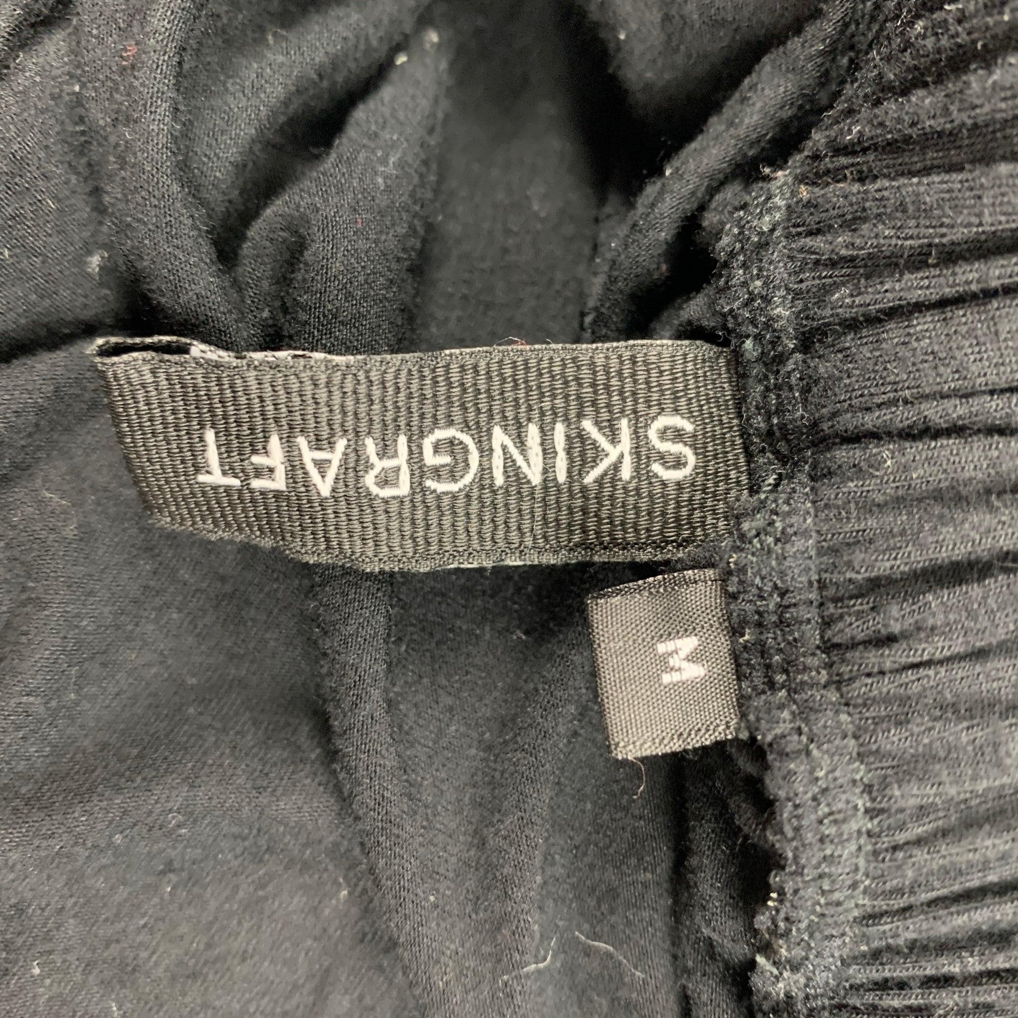 Men's SKINGRAFT Size M Black Rayon Silk Drop-Crotch Casual Pants For Sale