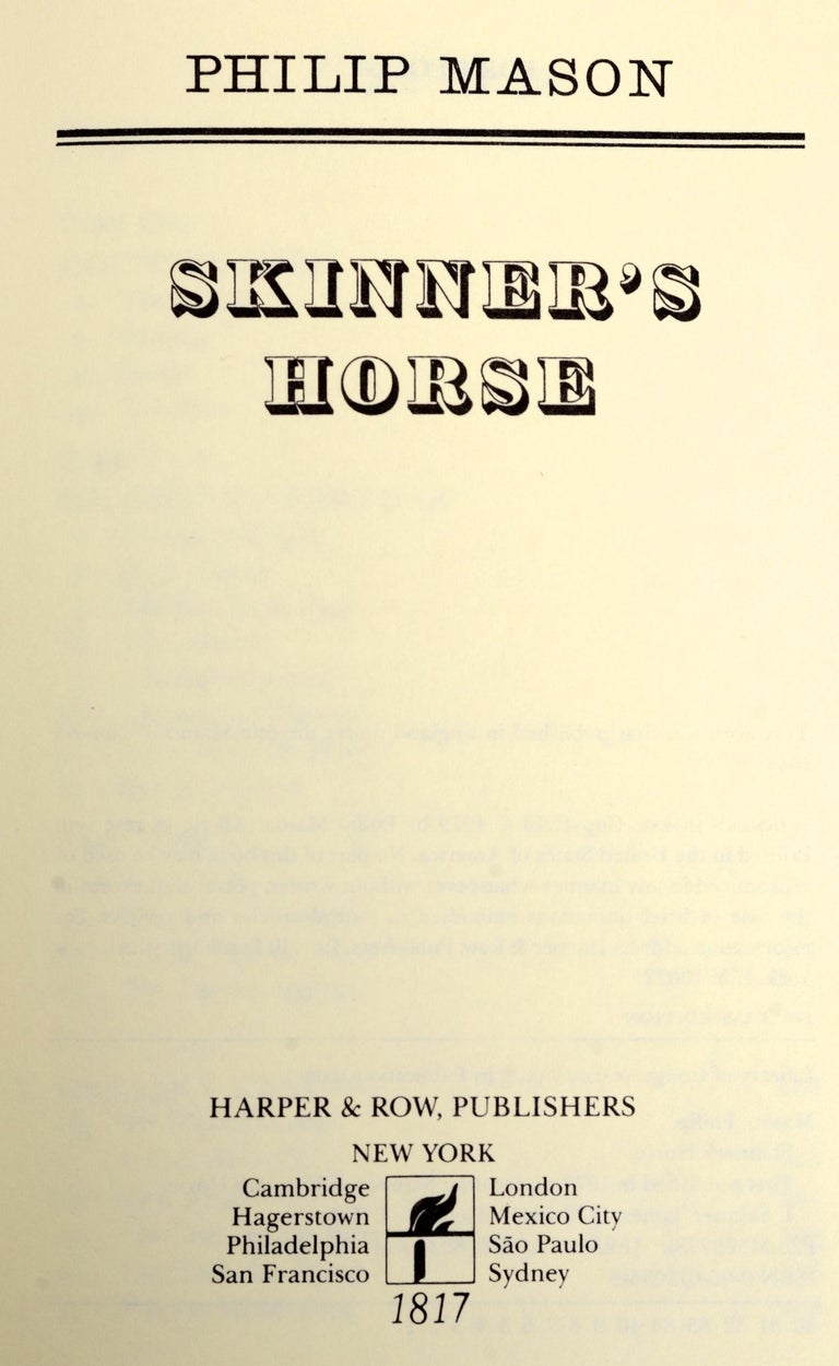 Skinner's Horse by Philip Mason, Stated First Edition For Sale at 1stDibs