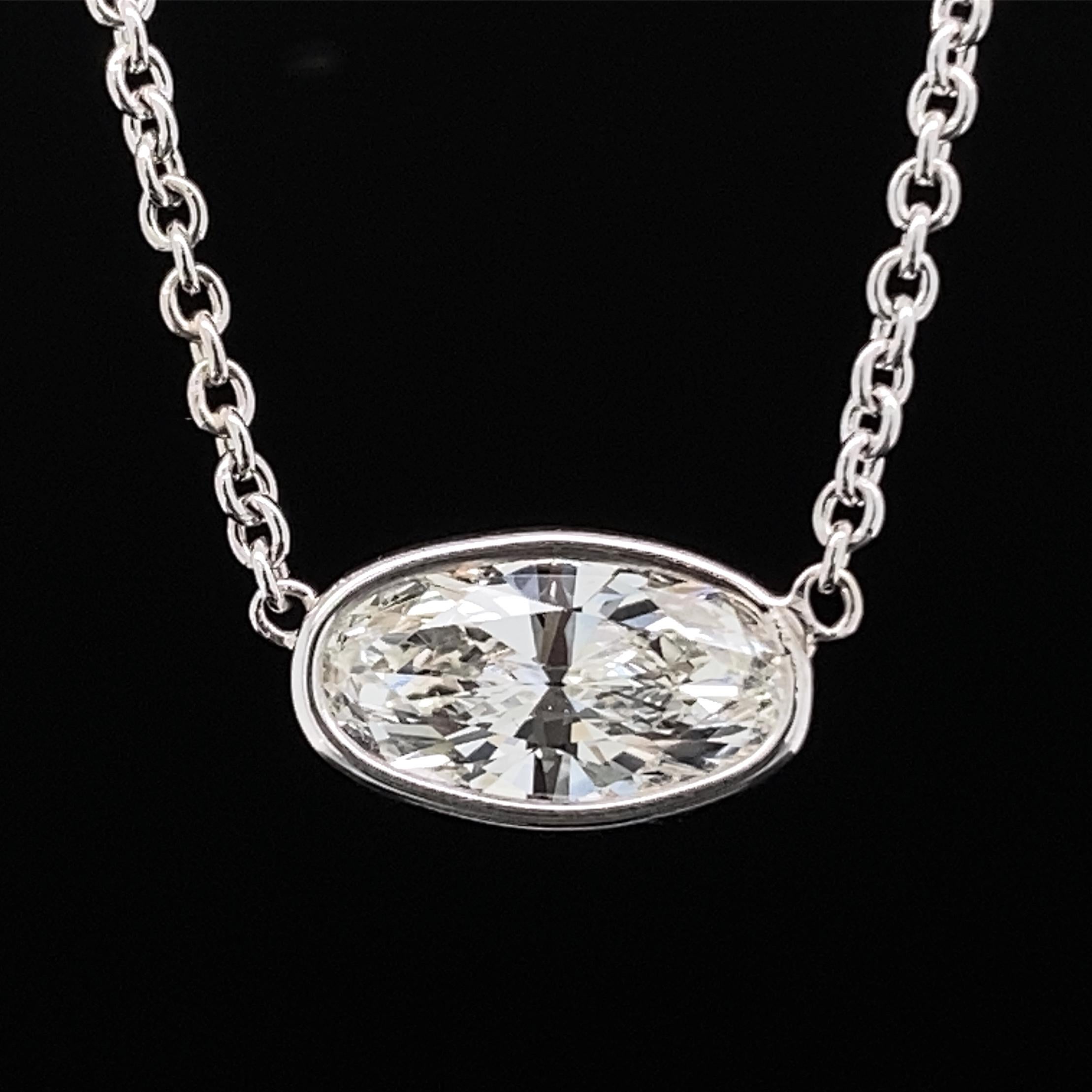 oval diamond solitaire necklace