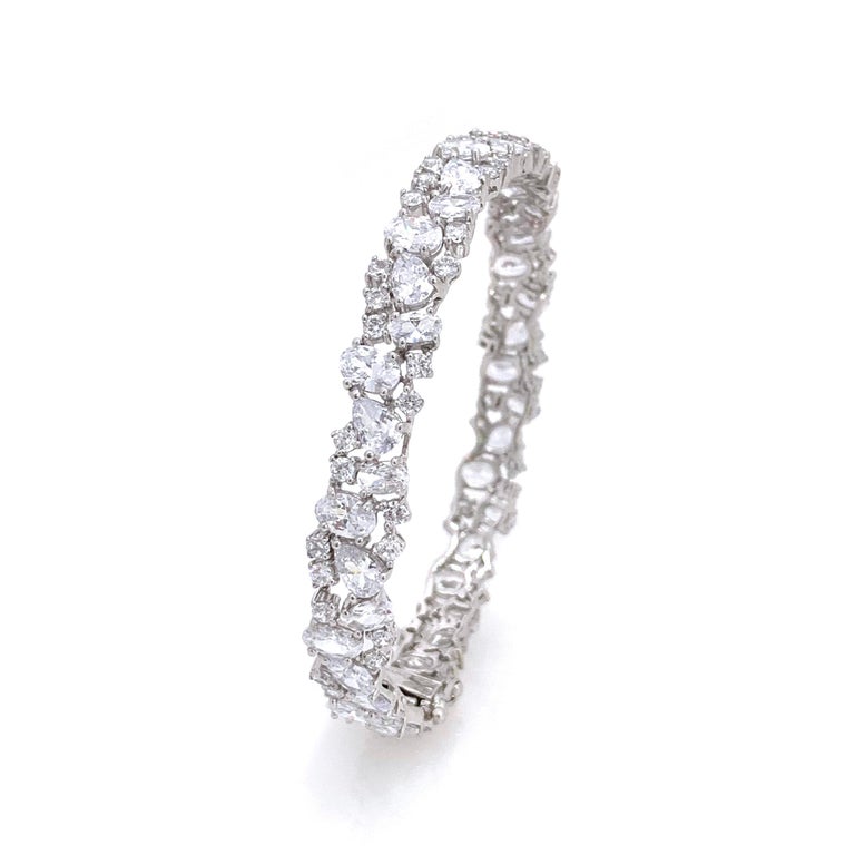 Skinny Allaround Encrusted Faux Diamond Sterling Silver Bracelet For