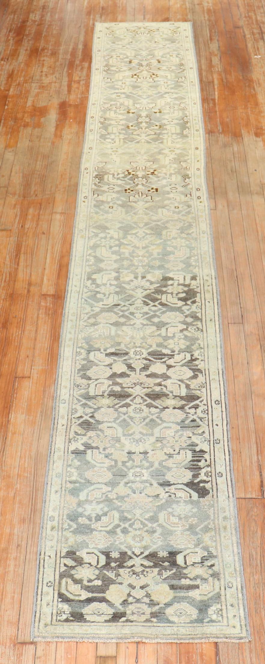 An early 20th century skinny Decorative original size Persian Malayer long runner. 

Measures: 2'' x 15'.
