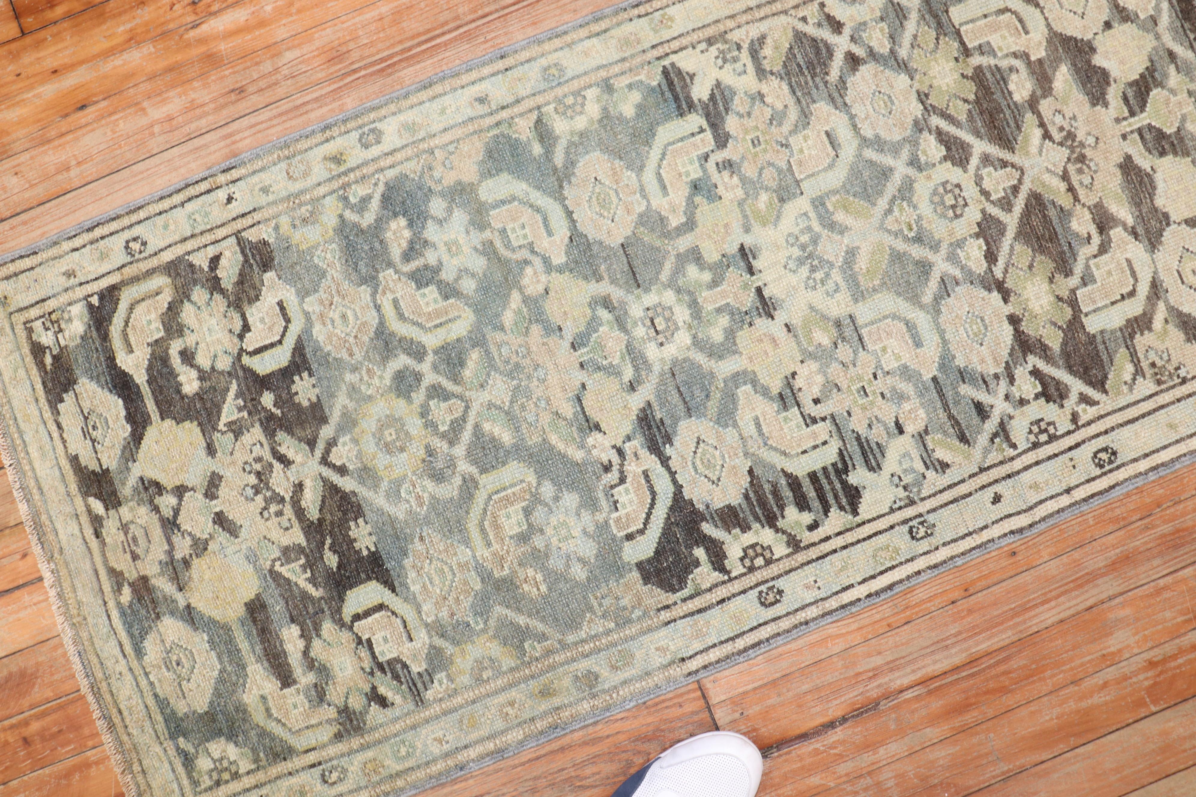 Wool Skinny Antique Persian Malayer Runner For Sale