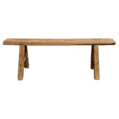 Skinny Bench Vintage Antique Elm Wood Bench