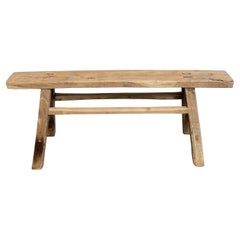 Skinny Bench Vintage Antique Elm Wood Bench