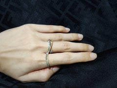 Skinny Curvy White & Champagne Diamond 18K Gold Two-Finger Double Ring Set