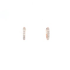 Skinny Diamond Hoop Earrings in 18K Rose Gold