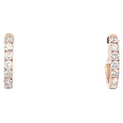 Skinny Diamond Hoop Earrings in 18K Rose Gold