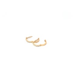 Skinny Diamond Hoop Earrings in 18K Yellow Gold