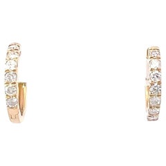 Skinny Diamond Hoop Earrings in 18K Yellow Gold