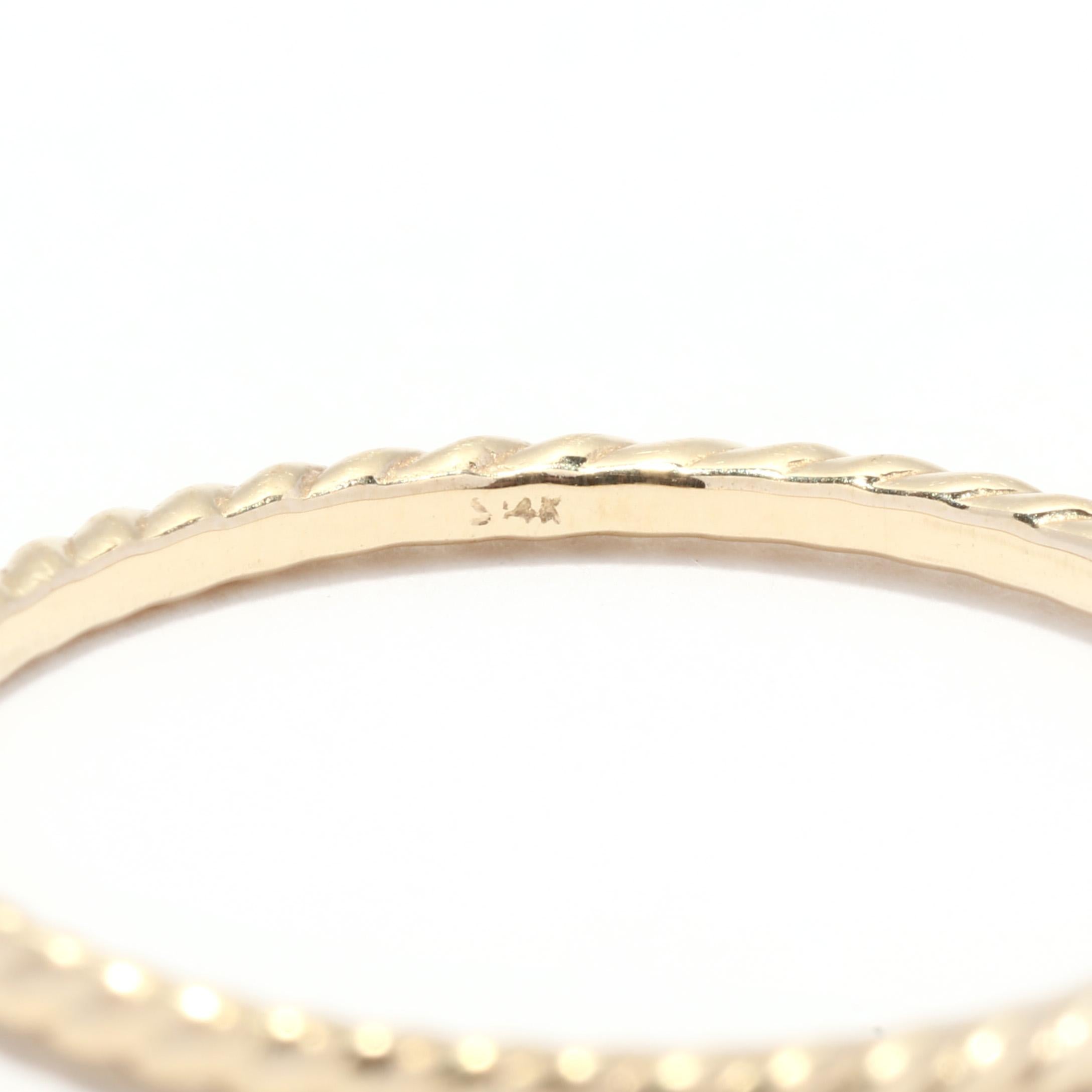 Skinny Rope Twist Band, 14K Gold, Rope Motif Band, Rope Ring, Thin Stackable In Good Condition In McLeansville, NC