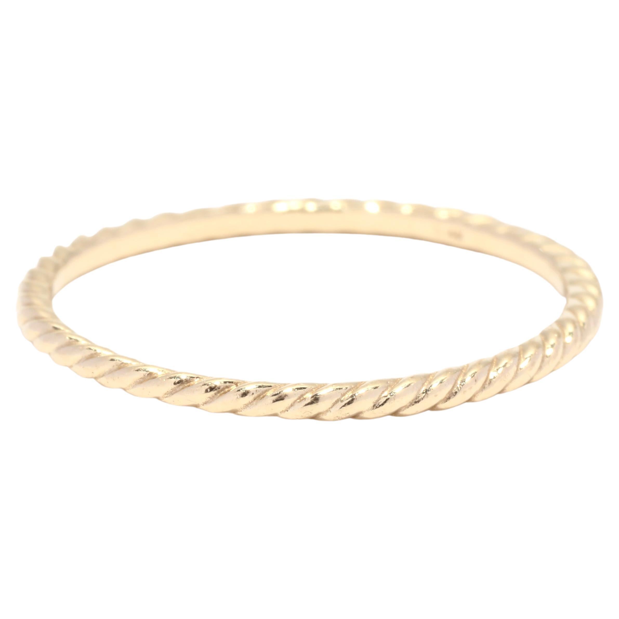 Skinny Rope Twist Band, 14K Gold, Rope Motif Band, Rope Ring, Thin Stackable
