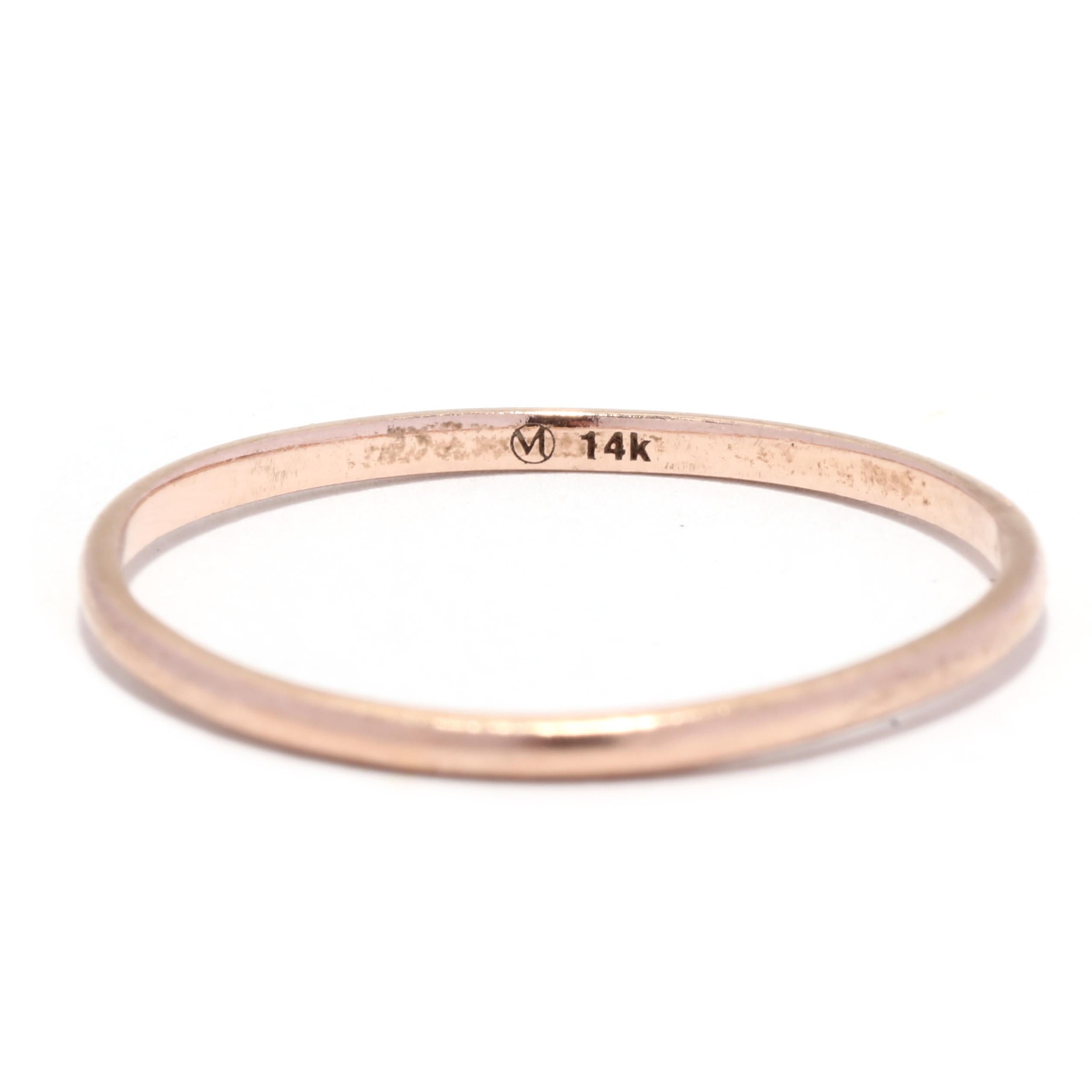 Women's or Men's Skinny Rose Gold Band, 14K Rose Gold, Ring Size 8, Thin Stackable Band