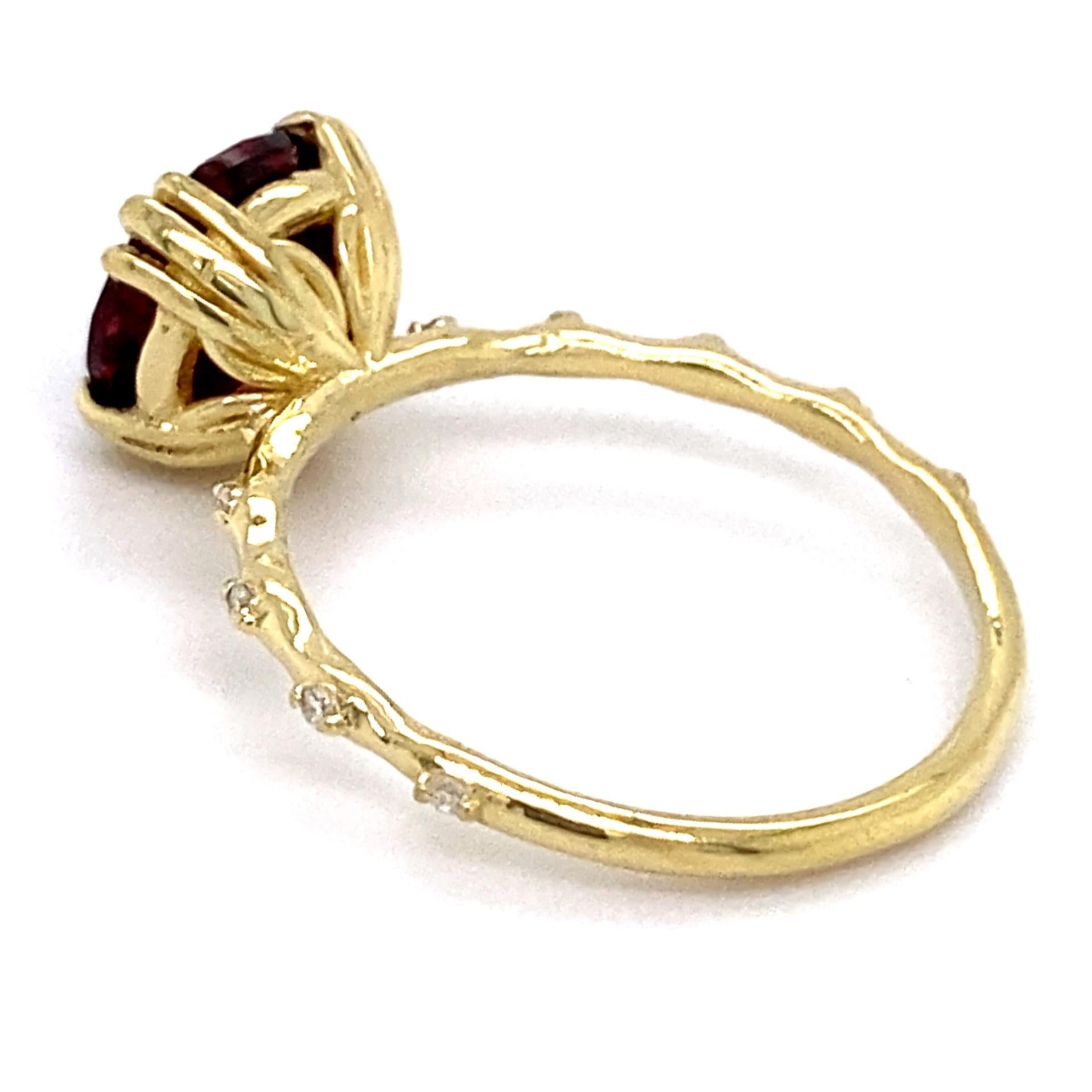 Ensemble de grappes « Skinny Twist » : solitaire en rhodolite avec diamants + deux anneaux en or 18 carats en vente 7