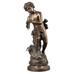 S.Kinsburger: "Bezaubernde Liebe", Patinierte Bronzeskulptur - Ende 19.