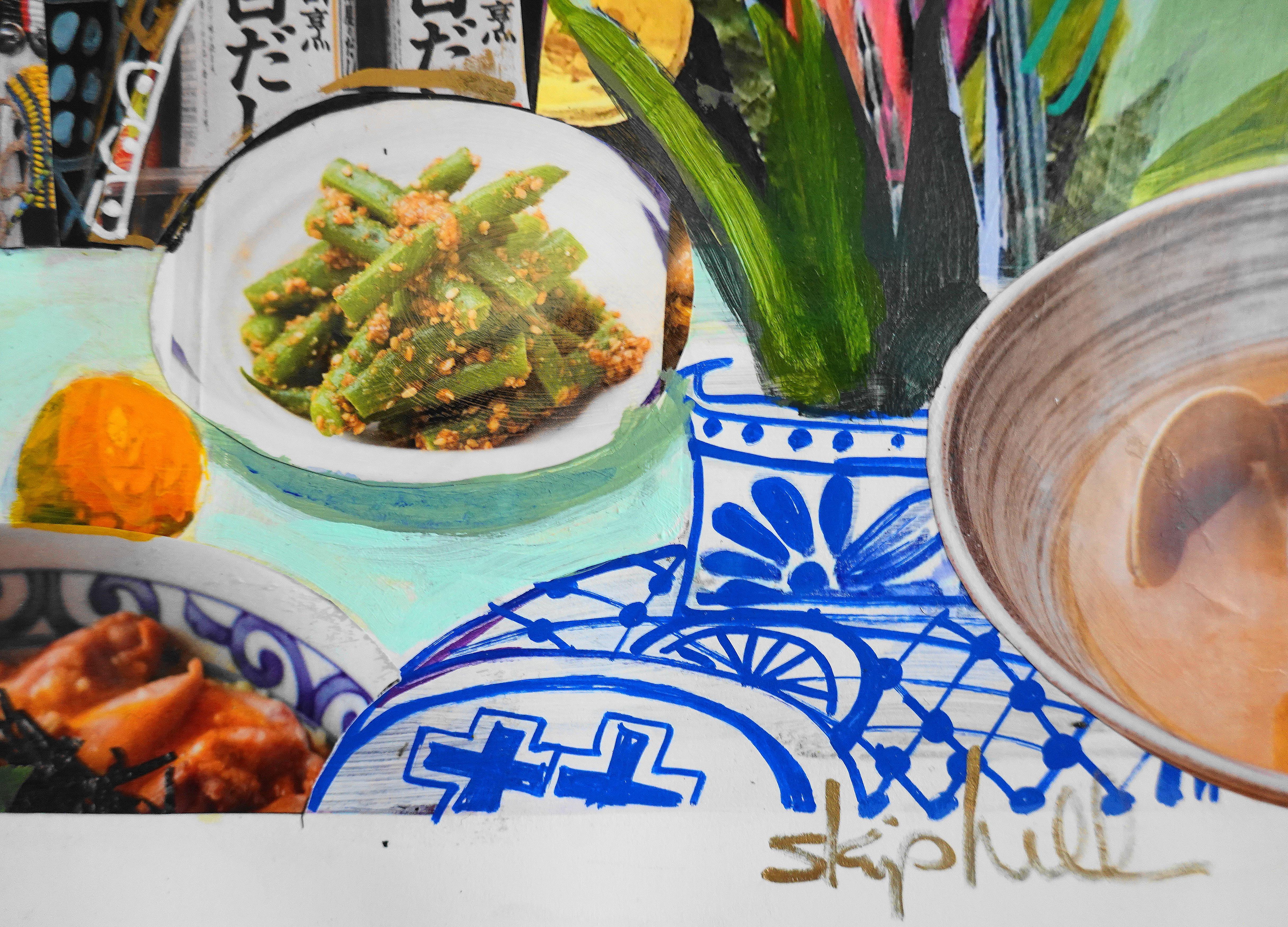 'Love Garden Party (Envy)' by Skip Hill, Mixed Media Painting For Sale 1