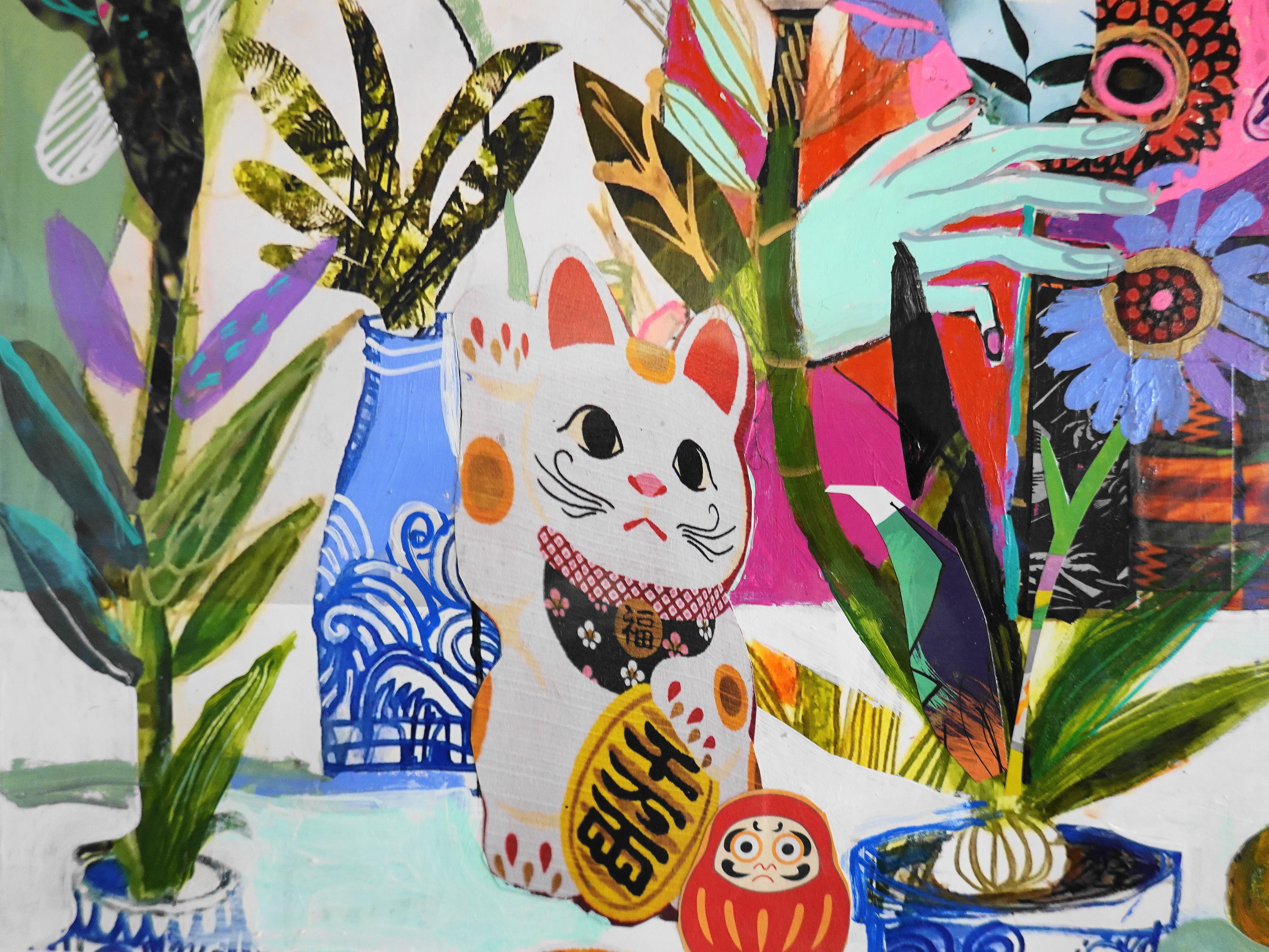 'Love Garden Party (Envy)' by Skip Hill, Mixed Media Painting For Sale 2
