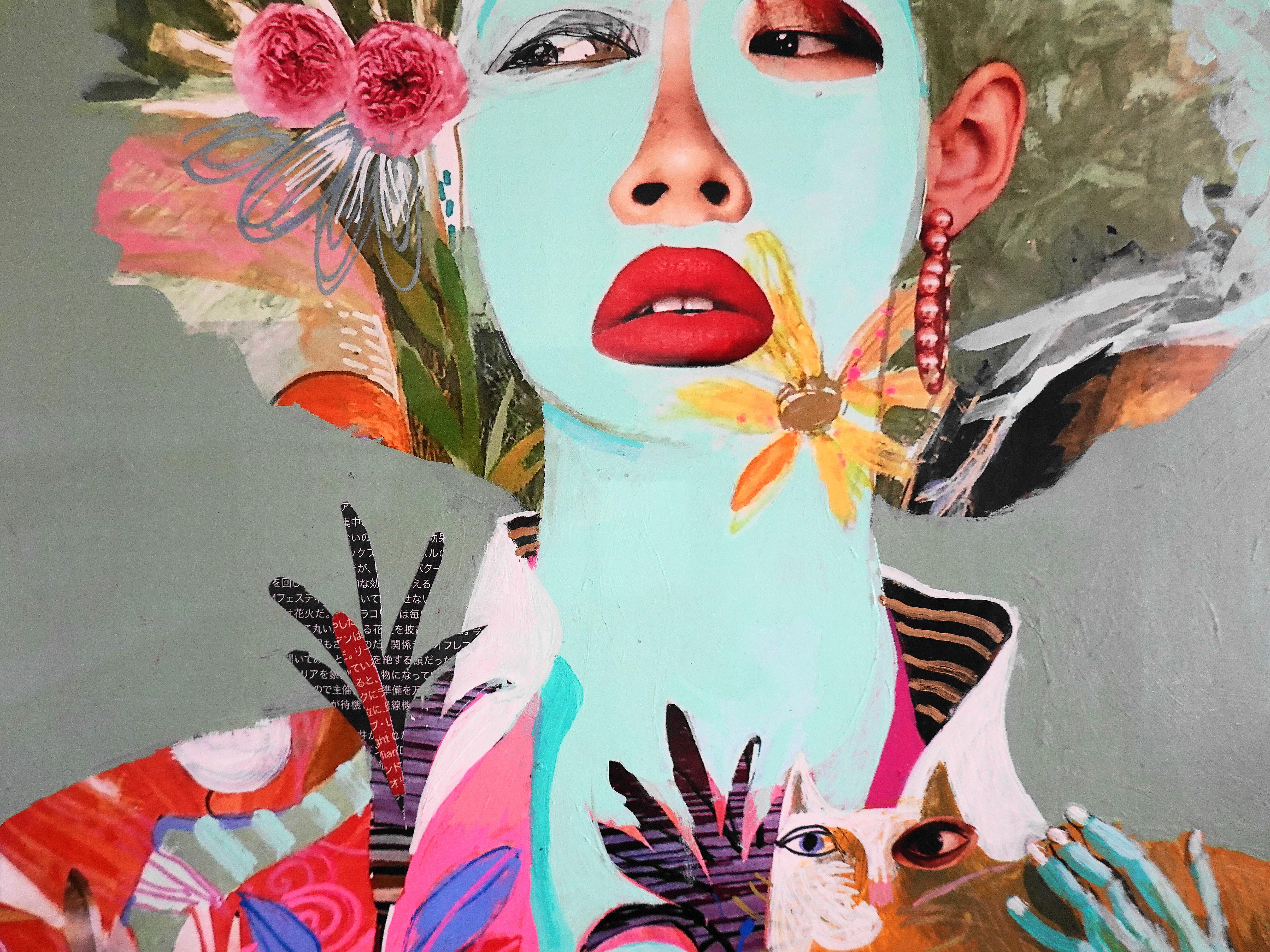 'Love Garden Party (Envy)' by Skip Hill, Mixed Media Painting For Sale 3